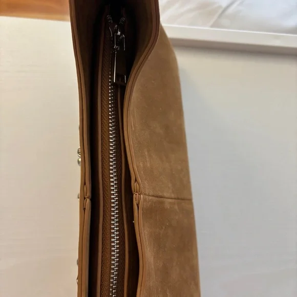 Melie Bianco Brown Suede Star & Stud Shoulder Bag - Picture 8 of 11